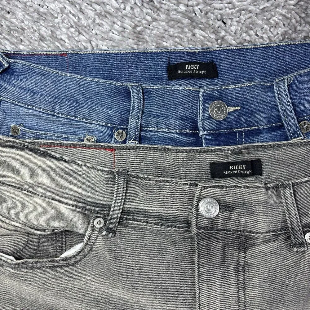 True Religion Ricky Relaxed Straight Shorts Lot Of Two Mens 34 Stretch Denim